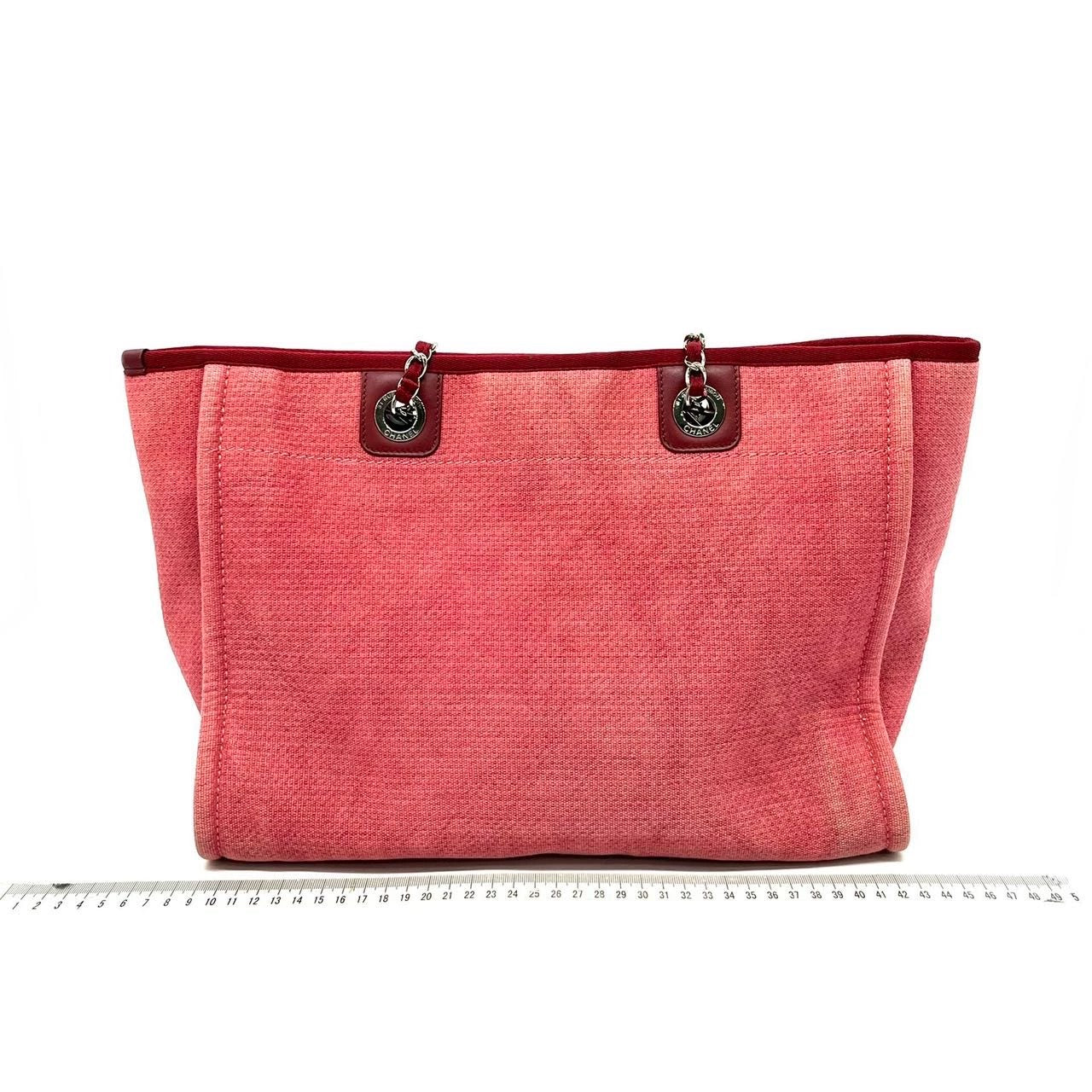 Chanel Deauville Tote Red Denim Small