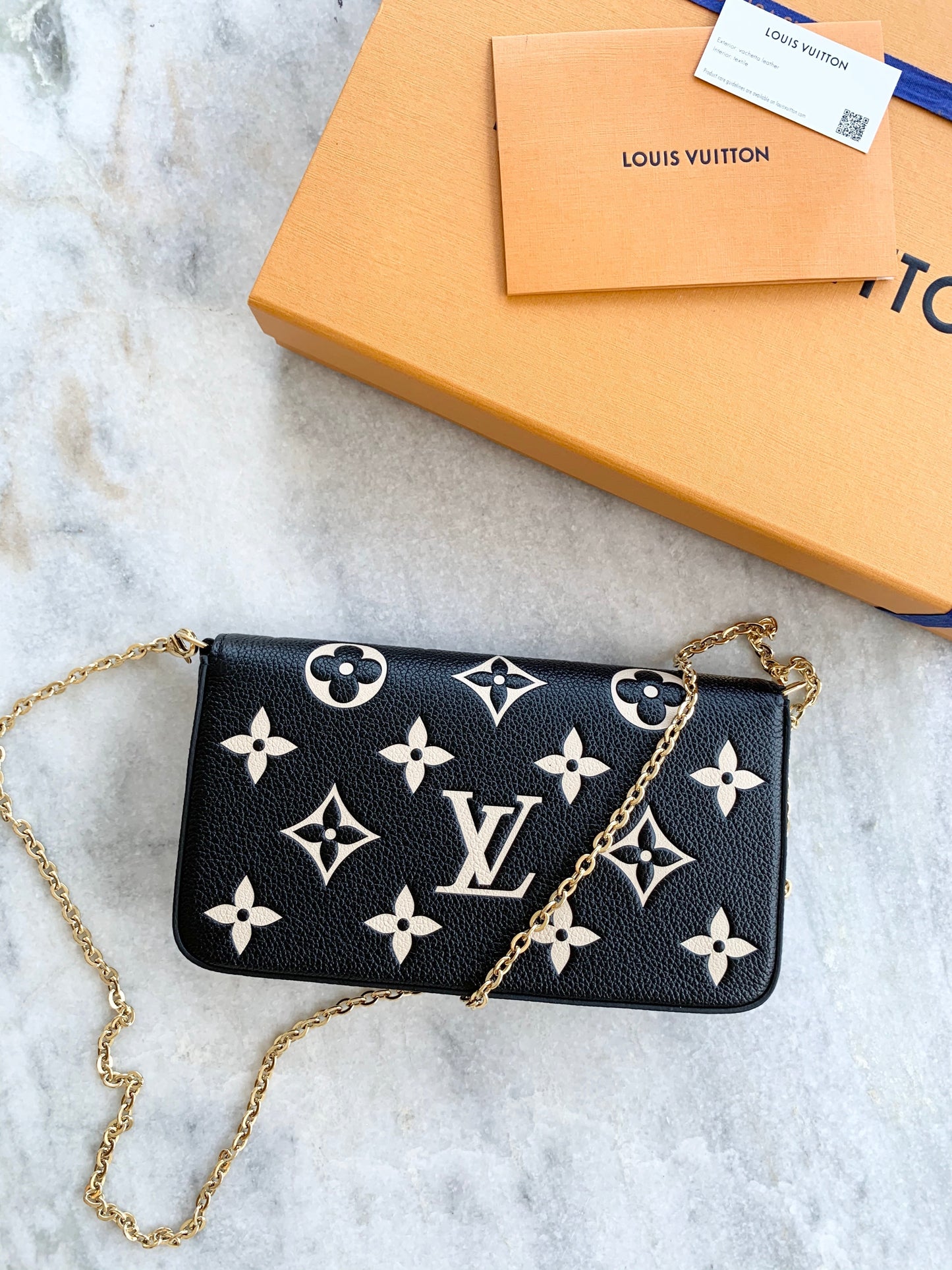 [ ]Louis Vuitton 2022 Pochette Felicie GM Bicolor Monogram Crossbody Bag