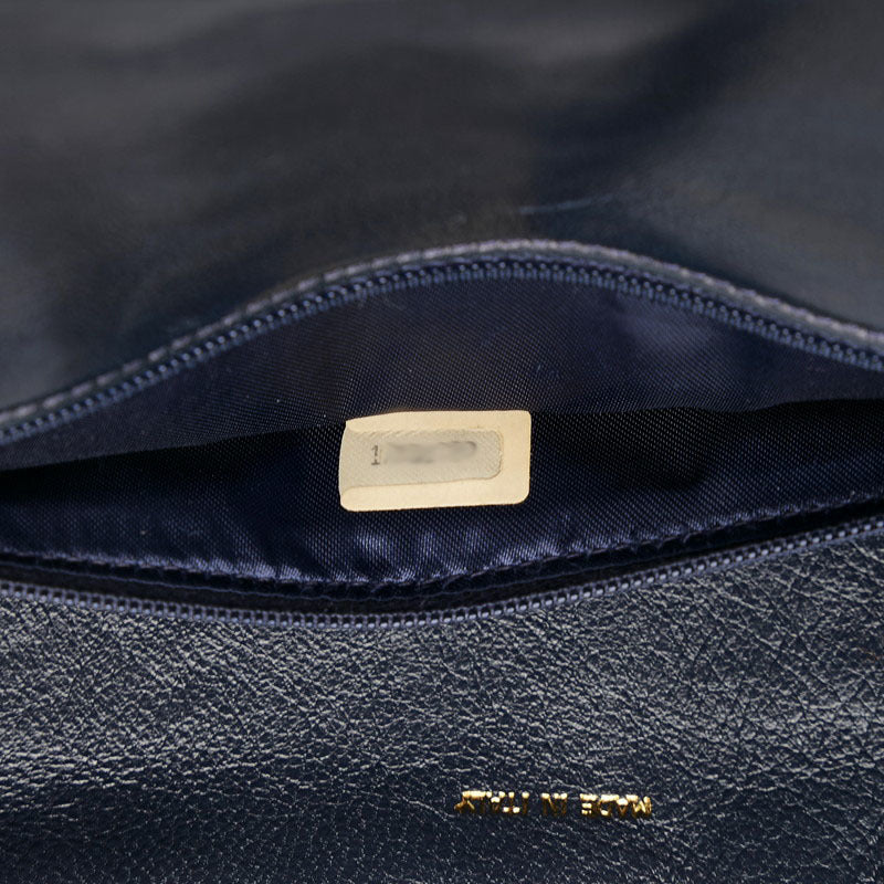 Chanel Shoulder Bag Flap Navy Lambskin Leather Matrasse