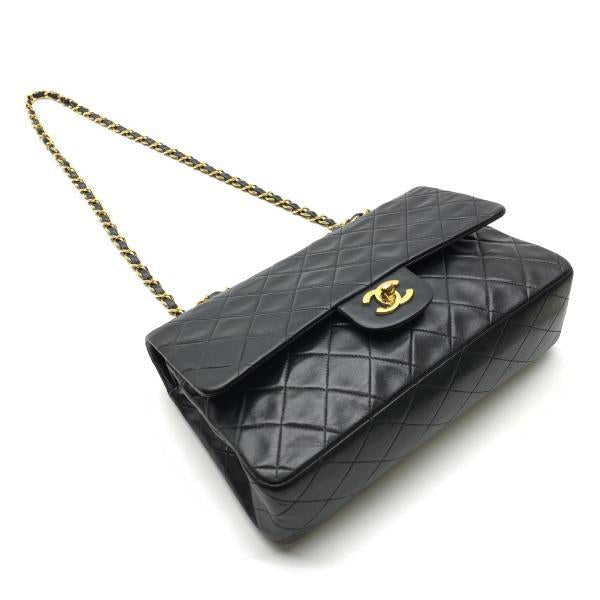 Chanel Classic Double Flap Shoulder Bag Medium Black Lambskin