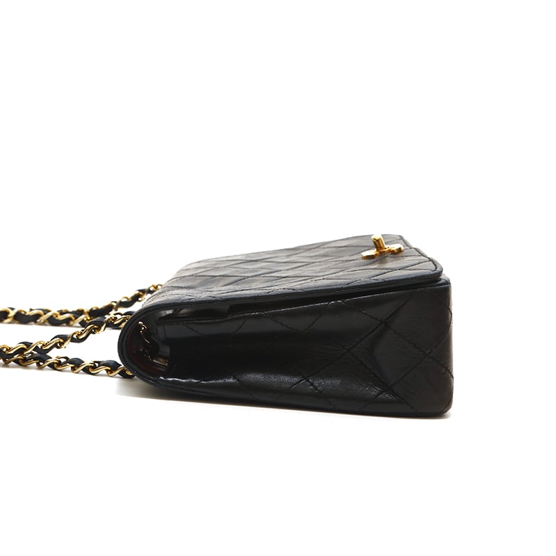 Chanel Shoulder Bag Flap Black Lambskin Leather Matrasse