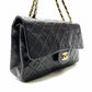 Chanel Classic Double Flap Shoulder Bag Medium Black Lambskin