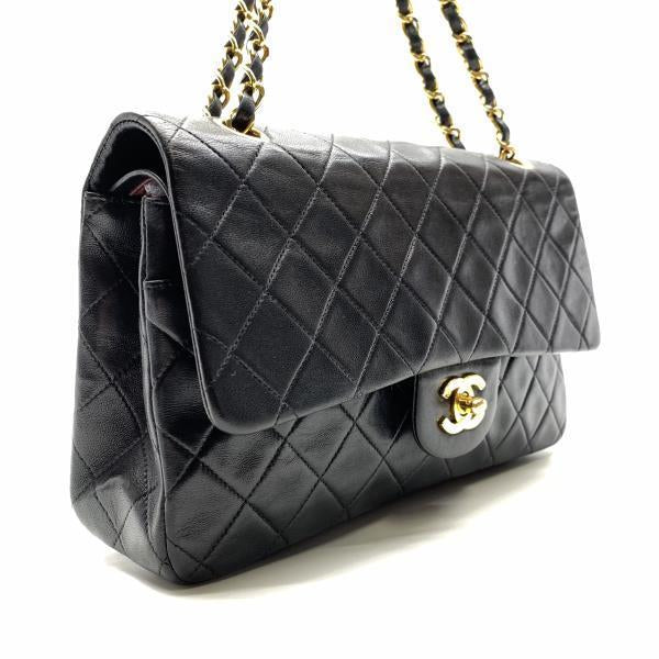 Chanel Classic Double Flap Shoulder Bag Medium Black Lambskin