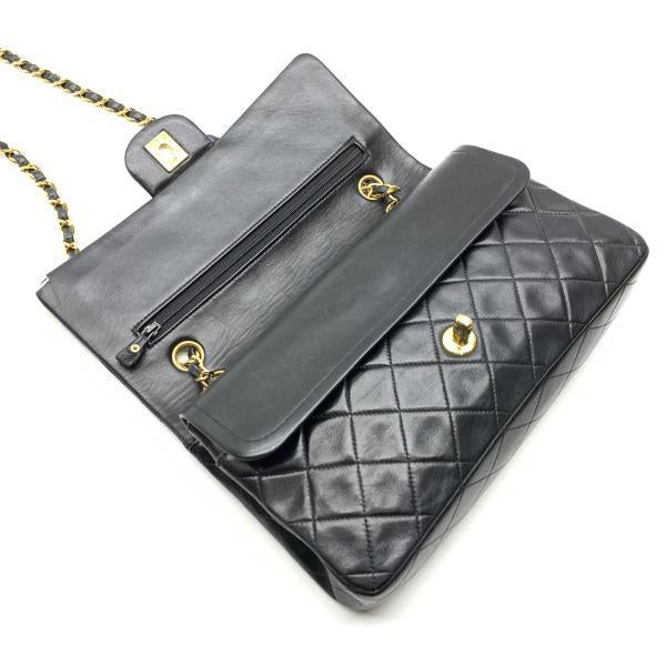 Chanel Classic Double Flap Shoulder Bag Medium Black Lambskin