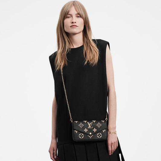 [ ]Louis Vuitton 2022 Pochette Felicie GM Bicolor Monogram Crossbody Bag