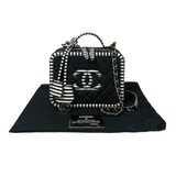Chanel Filigree Vanity Case Small Black Caviar Silver