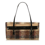 Burberry Brown Dark Wool Fabric Plaid Shoulder Bag United Kingdom