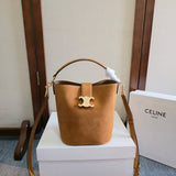 CELINE 25S LOUISE BAG 19MM IN BROWN SUEDE GOLD HARDWARE Amelia