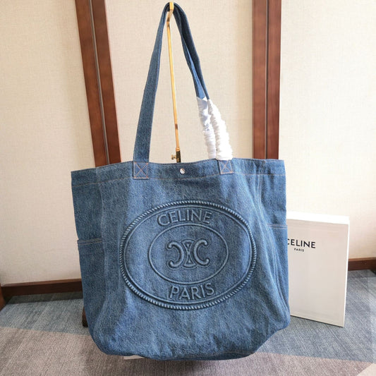 CELINE 25S DENIM CABAS BAG 50MM IN BLUE CANVAS Amelia Amelia