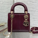 MINI 17 LADY BAG IN PLUM PURPLE SNAKESKIN PATTERN LAMBSKIN Amelia
