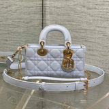 DIOR 25S SMALL LADY D?JOY BAG 19 IN LIGHT BLUE CANNAGE CALFSKIN GOLD HARDWARE
