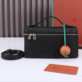 EXTRA POCKET L19 IN BLACK OSTRICH LEATHER Amelia