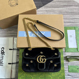 GG MARMONT MINI 22 BAG IN BLACK VELVET Amelia Amelia