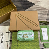 GG MARMONT 16 MINI SHOULDER BAG GREEN IRIDESCENT CALFSKIN Amelia Amelia