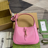 JACKIE SMALL SHOULDER BAG 27 IN PINK CRACKED LACQUER CALFSKIN GOLD HARDWARE Amelia