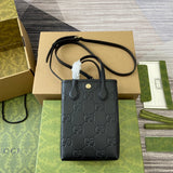 GG 20 SUPER MINI BAG WITH STRAP IN BLACK CALFSKIN Amelia