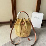 CLARA CLASSIC PANIER 25 IN BEIGE RAFFIA AND BROWN CALFSKIN Amelia Amelia