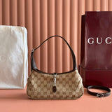 GUCCI 25S JACKIE MONOGRAM 27 CM IN LIGHT BROWN CANVAS AND CALFSKIN Amelia