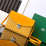CHYPRE WALLET-POUCH 21 IN YELLOW GOYARDINE CANVAS AND CALFSKIN Amelia Amelia