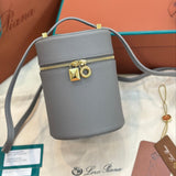 EXTRA CASE MEDIUM 16 BAG IN DOVE GRAY SMOOTH CALFSKIN WITH GOLD HARDWARE Amelia