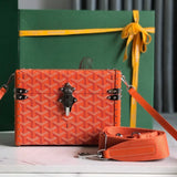 CASSETTE TRUNK BAG 21 IN RED GOYARDINE CANVAS & CLAMECY COWHIDE Amelia