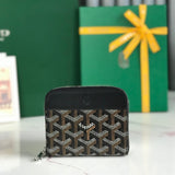 MATIGNON MINI WALLET 11 IN BLACK GOYARDINE CANVAS AND CALFSKIN by Amelia