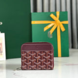 MATIGNON MINI WALLET 11 IN WINE RED GOYARDINE CANVAS AND CALFSKIN by Amelia