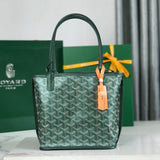 ANJOU MINI BAG 20 IN GREEN CALFSKIN AND GOYARDINE CANVAS Amelia