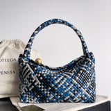 TOSCA SHOULDER BAG 27 IN BLUE MIX BLACK AND WHITE LAMBSKIN Amelia Amelia