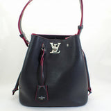 Louis Vuitton Leather LockMe Bucket Shoulder Bag Black