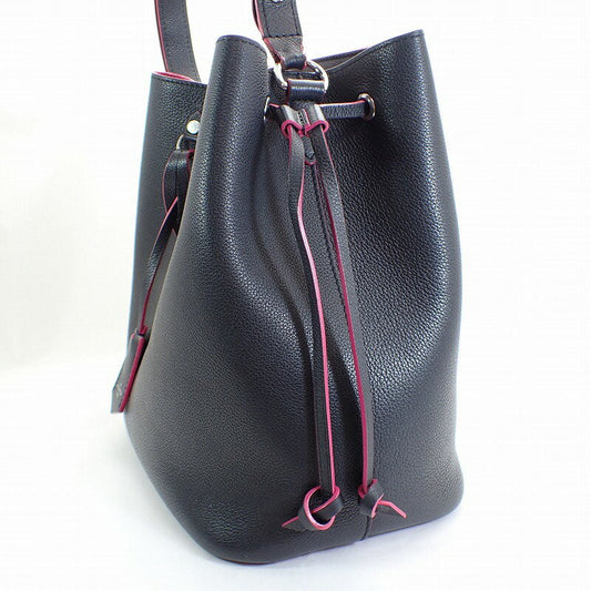 Louis Vuitton Leather LockMe Bucket Shoulder Bag Black