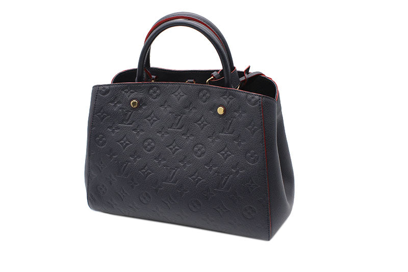 Louis Vuitton Monogram Emplant Montaigne MM Marine Rouge Navy 2way Shoulder Bag