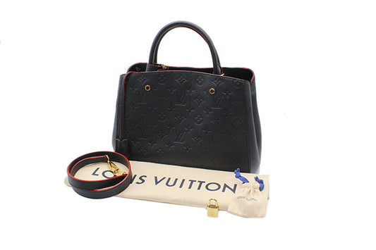 Louis Vuitton Monogram Emplant Montaigne MM Marine Rouge Navy 2way Shoulder Bag