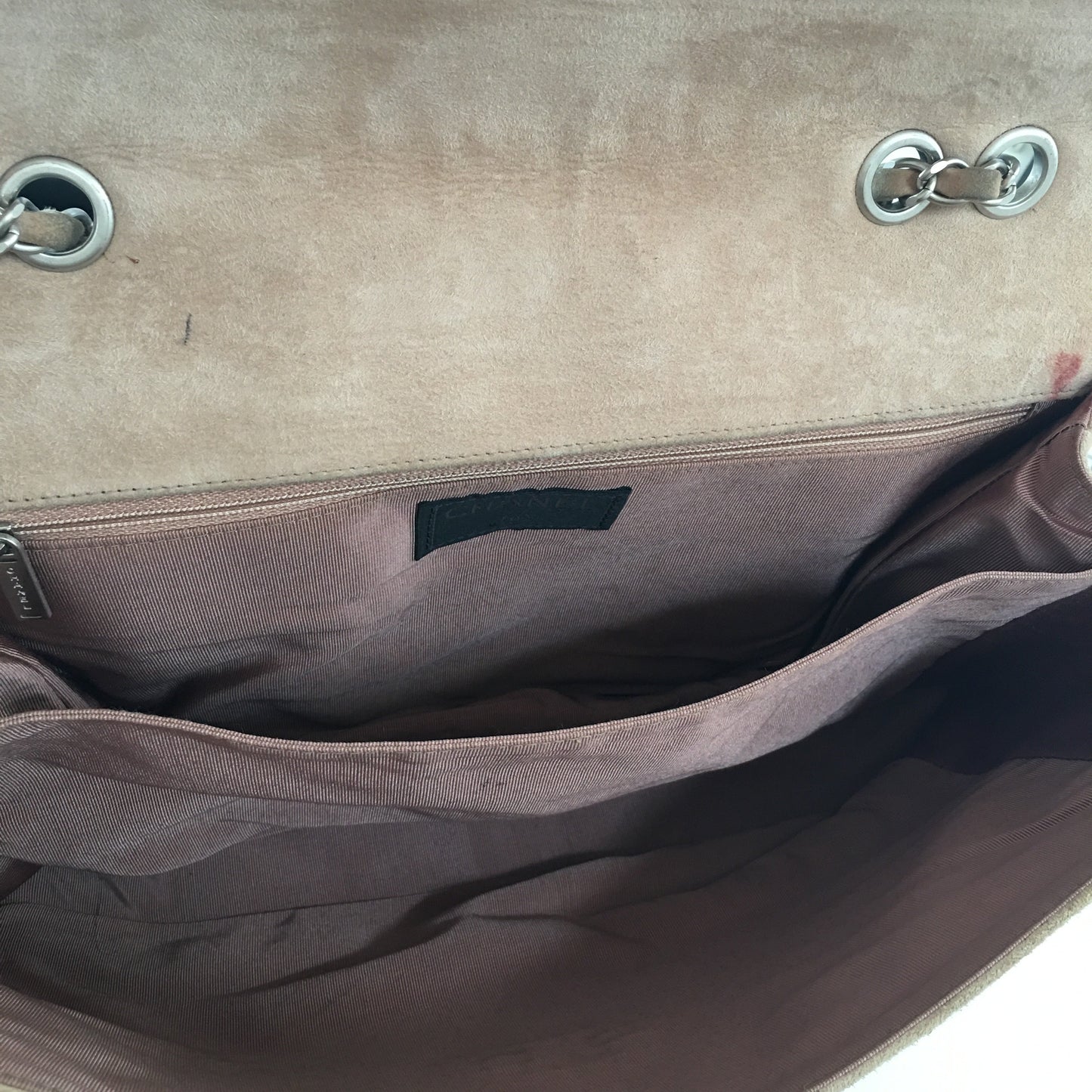 CHANEL 2.55 Shoulder Bag in Beige Suede