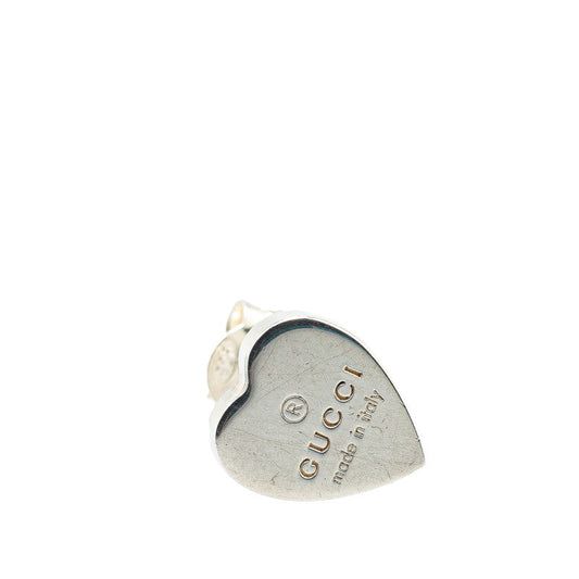 Gucci SV925 Heart Motif Stud Earrings Silver