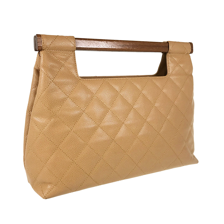 CHANEL Matelasse Wood handle Hand bag