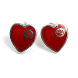 Gucci Interlocking G Heart Silver925 Enamel Earrings