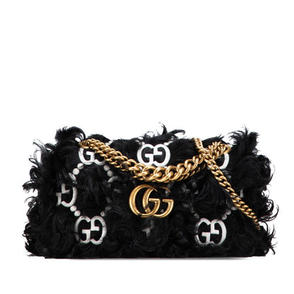 Gucci GG Marmont GG Pattern Faux Fur Leather 2way Shoulder Bag
