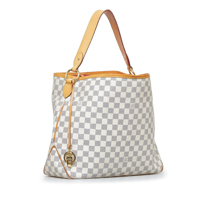 Louis Vuitton Damier Azur Delightful MM Shoulder Bag White PVC Leather