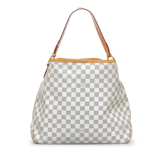 Louis Vuitton Damier Azur Delightful MM Shoulder Bag White PVC Leather