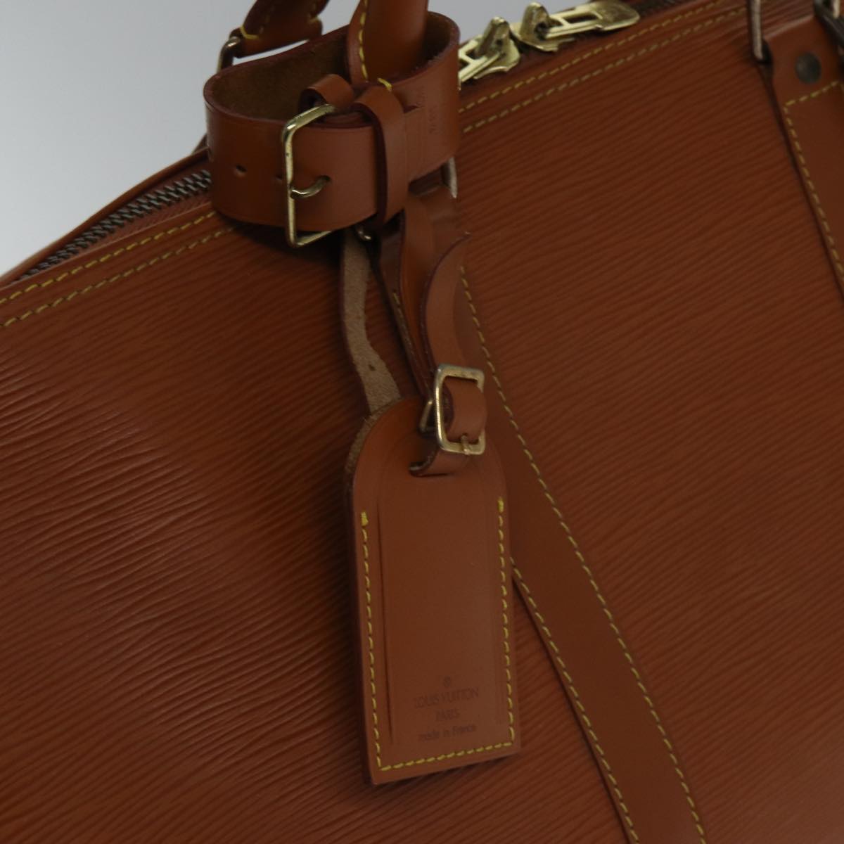 LOUIS VUITTON Epi Keepall 60 Boston Bag Brown Zipangu Gold M42948 LV Auth ki4860