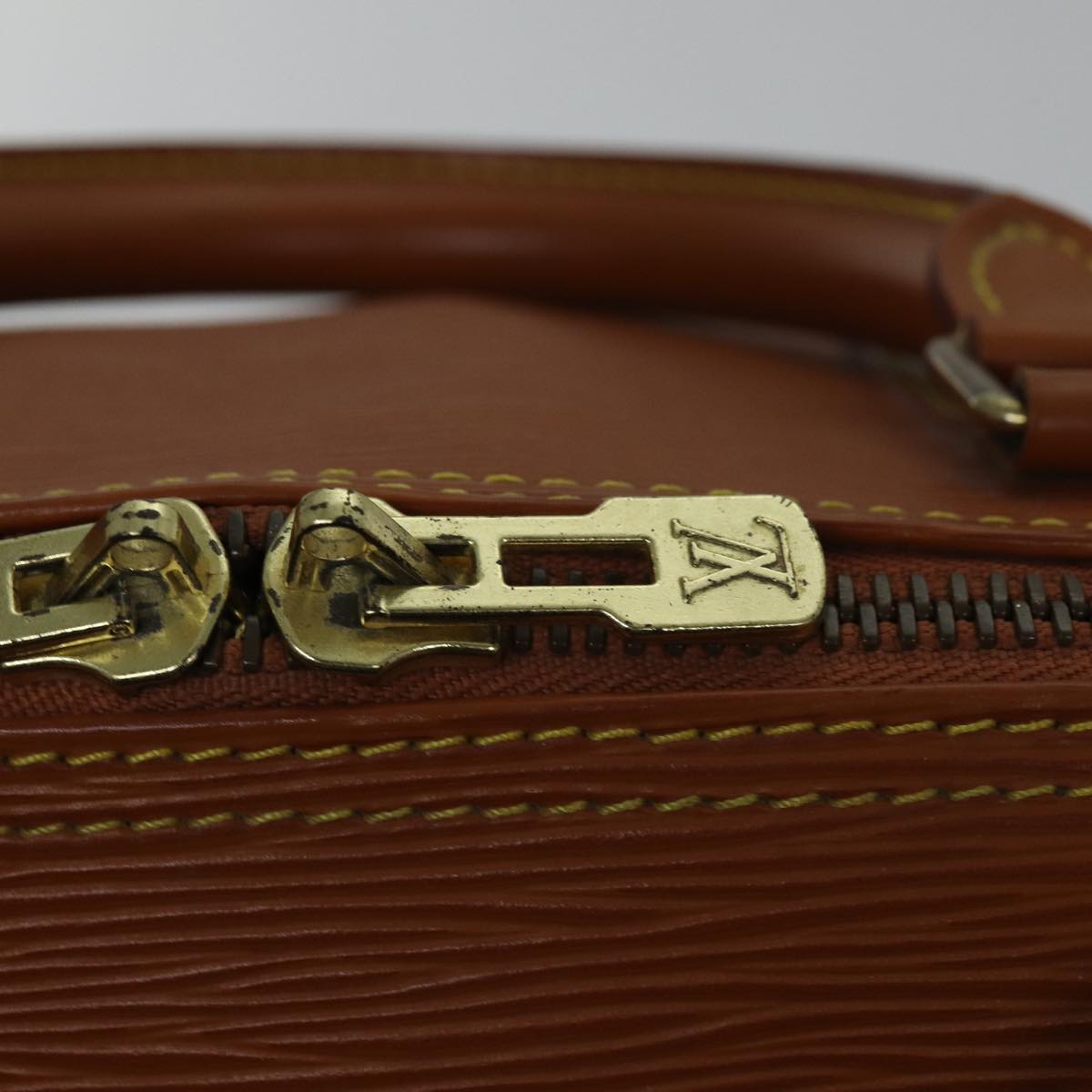 LOUIS VUITTON Epi Keepall 60 Boston Bag Brown Zipangu Gold M42948 LV Auth ki4860