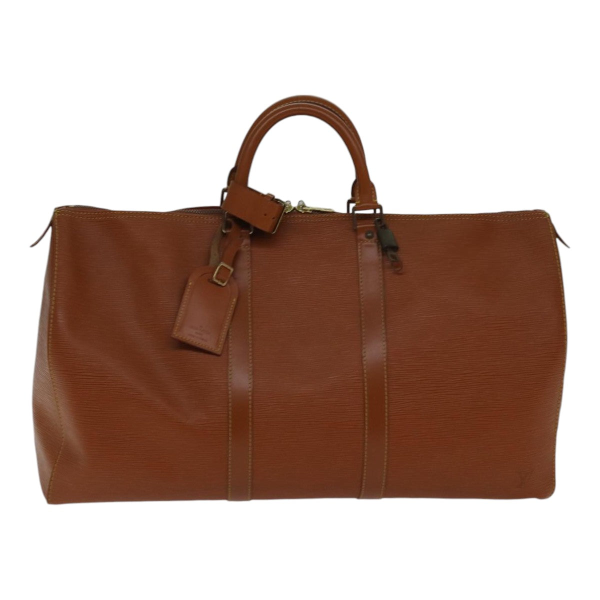 LOUIS VUITTON Epi Keepall 60 Boston Bag Brown Zipangu Gold M42948 LV Auth ki4860
