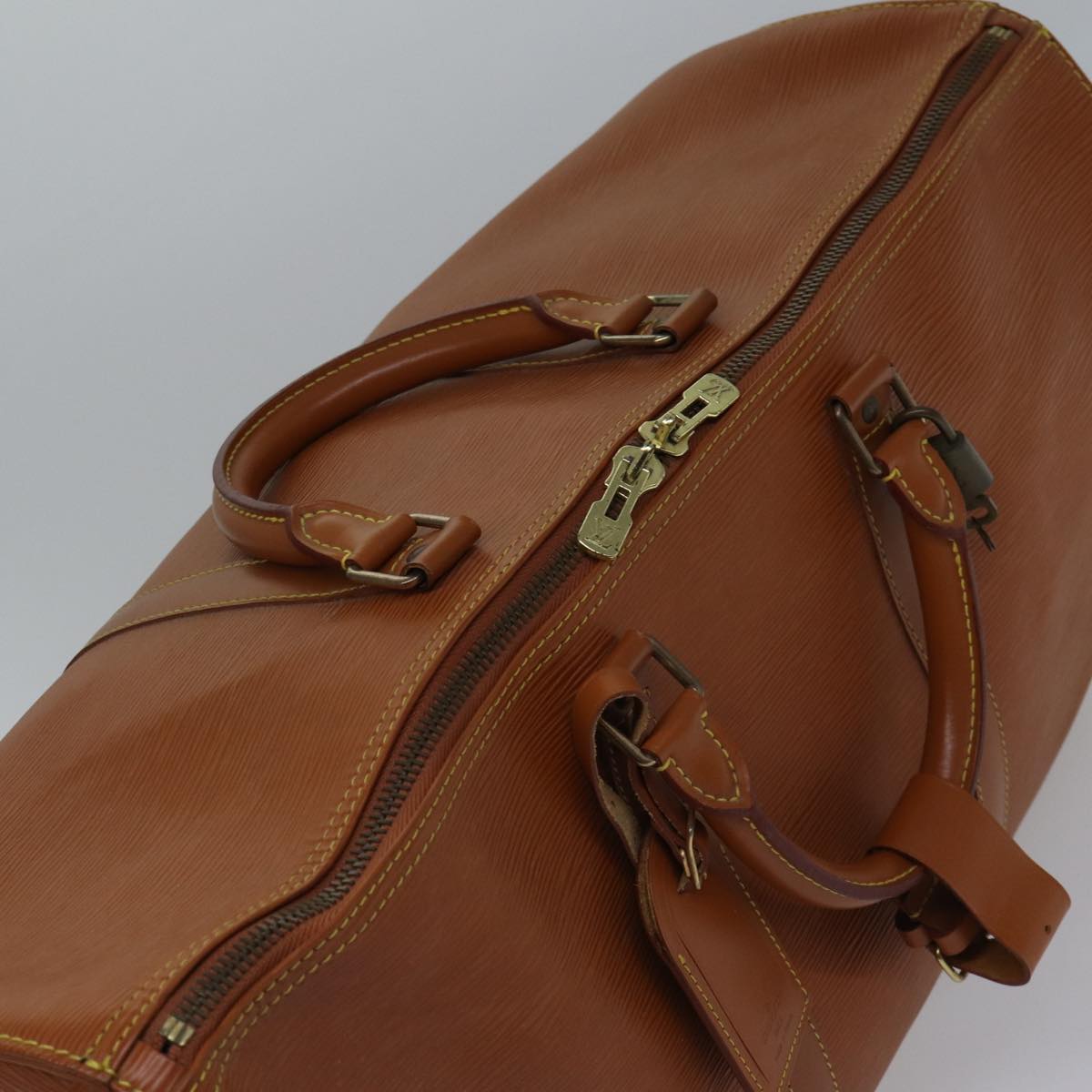 LOUIS VUITTON Epi Keepall 60 Boston Bag Brown Zipangu Gold M42948 LV Auth ki4860