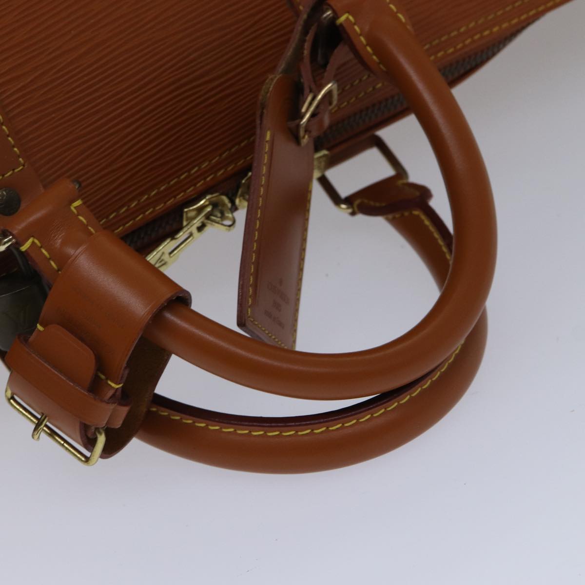 LOUIS VUITTON Epi Keepall 60 Boston Bag Brown Zipangu Gold M42948 LV Auth ki4860