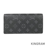 LOUIS VUITTON Monogram Eclipse Portefeuille Brazza M61697 Long wallet bifold