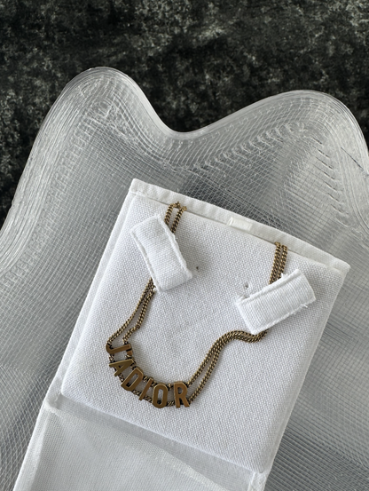 CHRISTIAN DIOR Metal J'Adior Choker Necklace Aged Gold