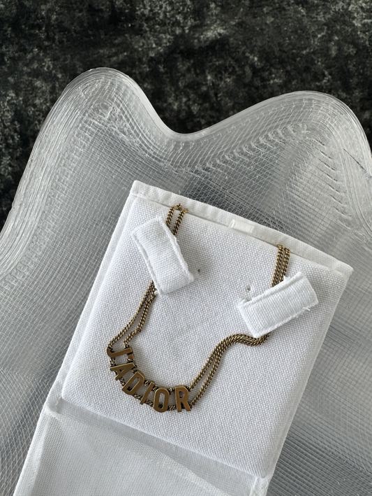 CHRISTIAN DIOR Metal J'Adior Choker Necklace Aged Gold