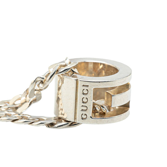Gucci Silver Cutout G Ring Necklace