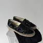 Chanel Black Sequins and Patent Leather CC Cap Toe Espadrille